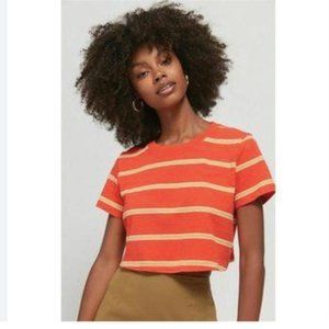 BDG Orange & Yellow Striped Cropped Tee